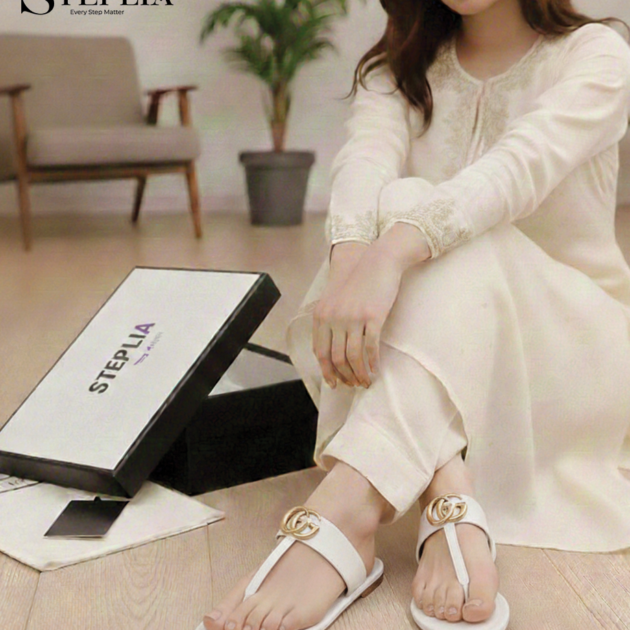 Women’s Premium White T-Strap Slippers – Steplia Fashion Footwear